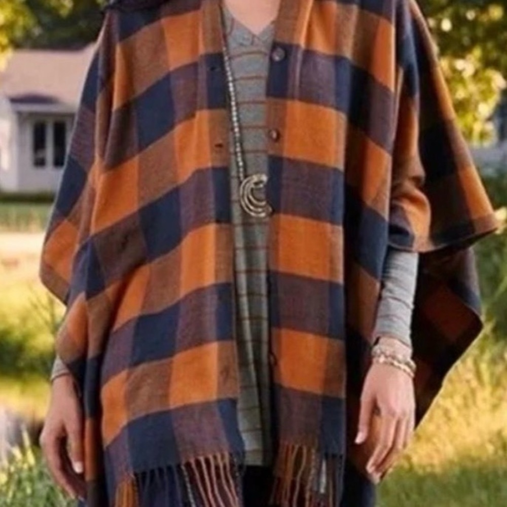 Matilda Jane Orange and Blue Plaid Shawl